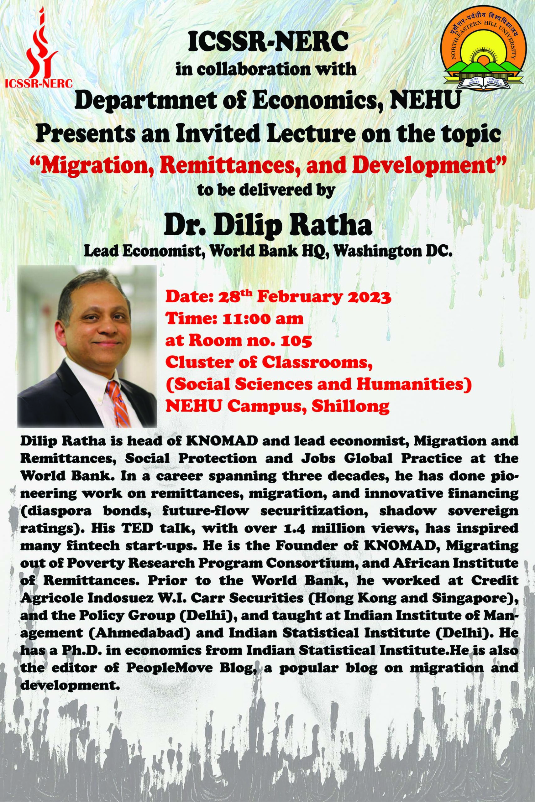 Dr Ratha Invited Lecture to be delivered by Dr. Dilip Ratha – ICSSR